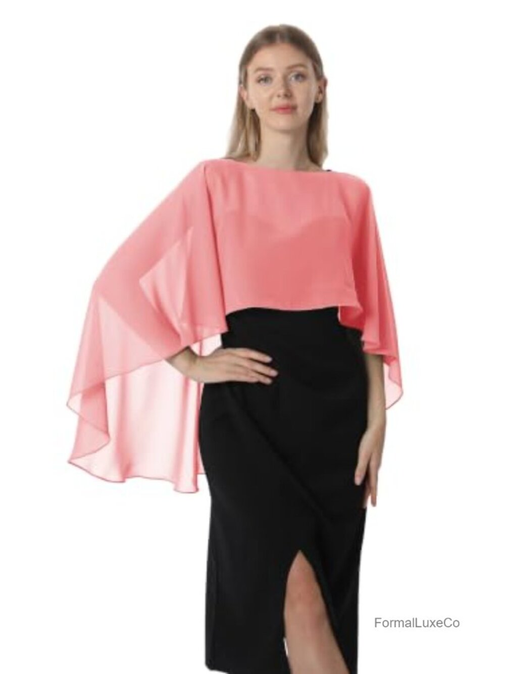 Sheer Chiffon Capelet Wrap Shawl for Evening Dress Women